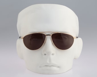 Vienna Line 1702 40, Vintage 90s gold drop aviator sunglasses men & women NOS