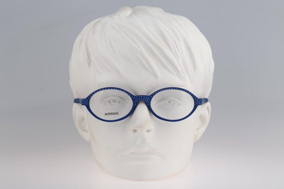 Missoni M 902 85V, Vintage 90s Blue Oval Eyeglasses Frames  display picture 1