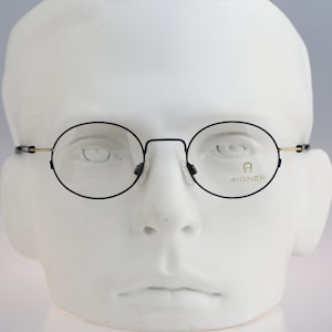 Aigner EA 406 54, Vintage 90s gray small circle round eyeglasses frames mens & womens NOS