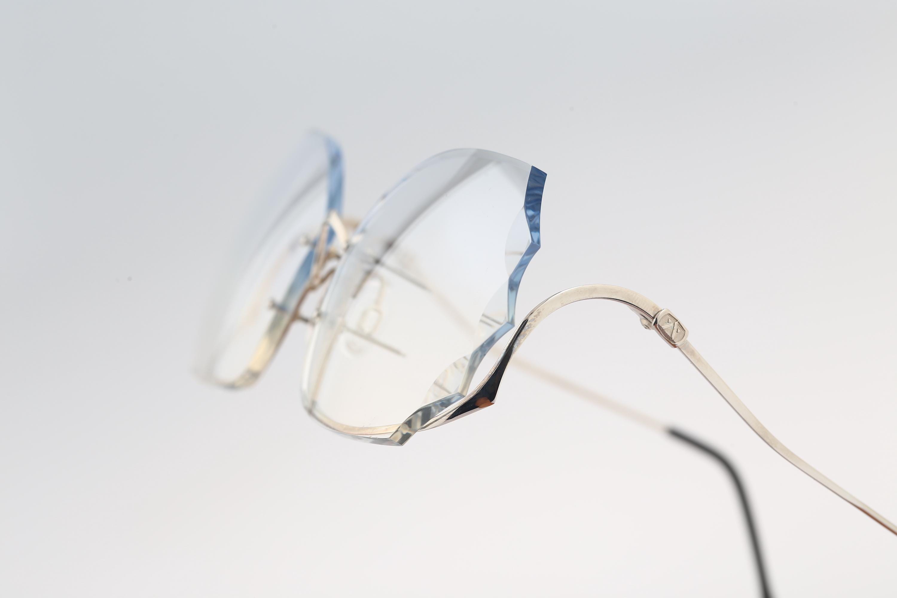 Vintage 70s-80s Oversized Expression Silver Large Butterfly Eyeglass Frames Dolaris, Vintage 80s Oversized Semi Rimless Butterfly  main image 3
