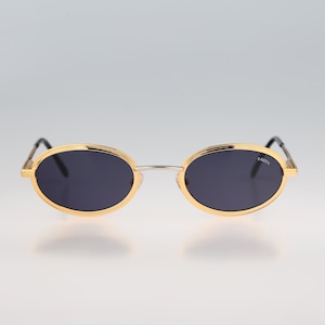 Egizia 42 019, Vintage 90s silver and gold small oval sunglasses mens & women, NOS