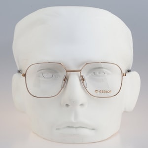 Essilor 307, Vintage 80s gold square eyeglasses frames mens & womens NOS