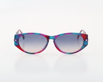 Silhouette M 1352 40 C 3141, Vintage 80er Designer Blau Pinke Katzenaugen-Sonnenbrille / NOS