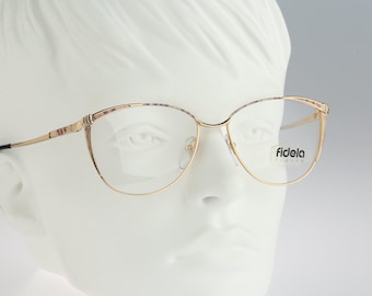 Fidela Ingrid, Vintage 80s unique colorful & gold cat eye glasses frames womens NOS