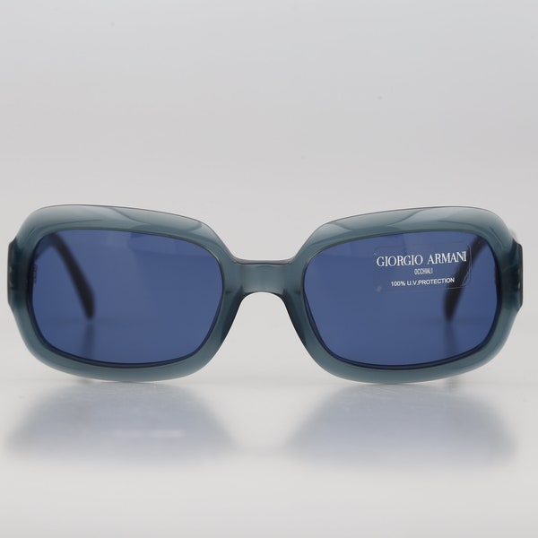 Giorgio Armani 2503 291 65, Vintage 90s blue small square sunglasses women NOS