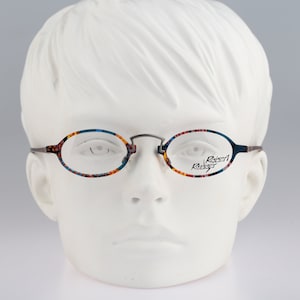 Robert Rudger 1130 144 07, Vintage 90s unique colorful small oval eyeglasses frames mens & womens NOS