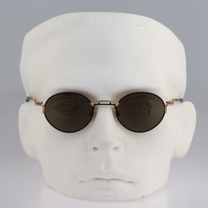 Contro Verse 3500 148 78, Vintage 90s black and gold unique steampunk small round sunglasses mens & women NOS