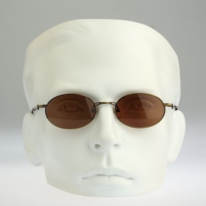 Joy 3604, Vintage 90s unique antique gold small oval sunglasses men and women, NOS