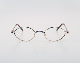 Adam & Eve 1 B, petites montures de lunettes ovales colorées et dorées vintage des années 90 pour femmes NOS