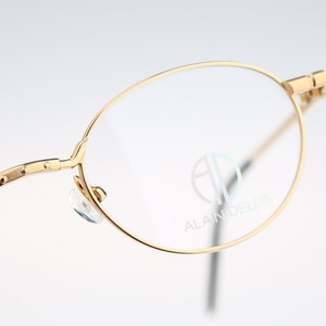 Alain Delon 3574, Vintage 90s designer gold small round eyeglasses frames mens & womens NOS