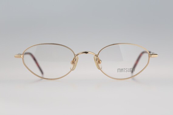 Matsuda 10120 PG, Vintage 90s victorian gold small cat eye glasses frames womens NOS View 3