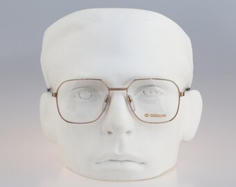 Essilor 307, Vintage 80s gold square eyeglasses frames mens & womens NOS