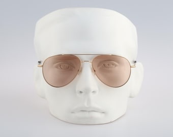 Gafas de sol estilo aviador de gran tamaño, con lentes tintadas, de color dorado, livianas, de Andy Wolf Poe Col.B, de los años 2000, para hombre y mujer
