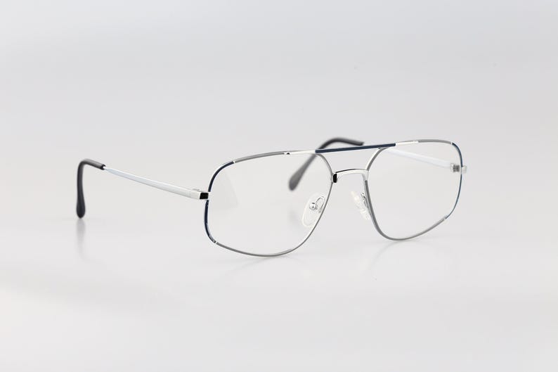 Bourgeois Halley, Vintage 80s colorful & silver square aviator eyeglasses frames mens and womens NOS image 4