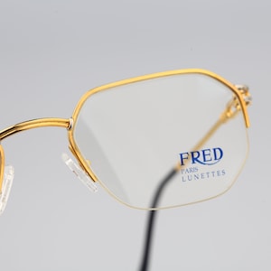 Fred Beaupre, Vintage 90s silver and gold half rim hexagon glasses frames mens & womens NOS
