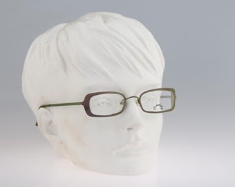 Eye'DC V246 006, Vintage 2000er Jahre Grün Halbrand schmales Rechteck Brillenfassungen Damen NOS