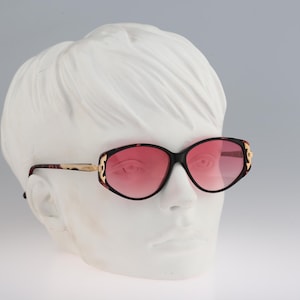 Lanvin Sierra A104, Vintage 80er Jahre getönte Gläser schwarz und perlmuttfarben Katzenauge-Sonnenbrille Damen, NOS