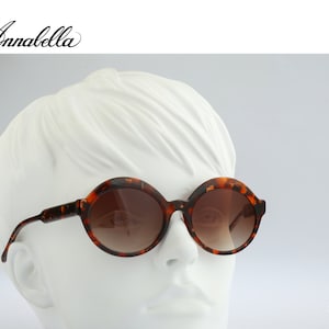 Annabella 213S C4, Vintage 80s elegant tortoise circle round sunglasses women NOS