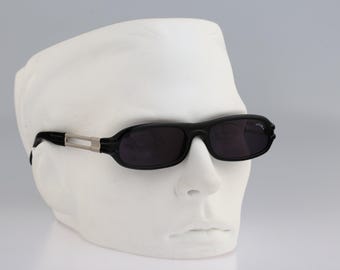 Sting 6108 Z 42, gafas de sol rectangulares delgadas estilo steampunk, negras, únicas, de los años 90, para hombre y mujer, NOS