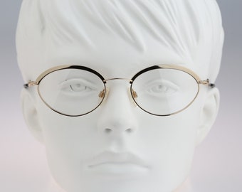 Mondi by Metzler 2404, anteojos vintage de los años 90 con montura ovalada en dorado y líneas en forma de browline para mujer, NOS