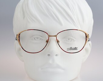 Silhouette M 6250 V 6054, Vintage 90s gold & tortoise oversized butterfly cat eye glasses frames womens NOS