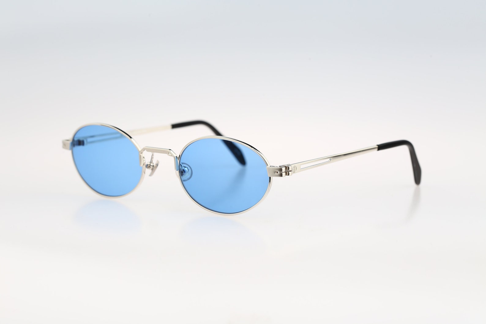 Alain Delon 3455A Vintage 90s Tinted Blue Lenses Silver Oval | Etsy