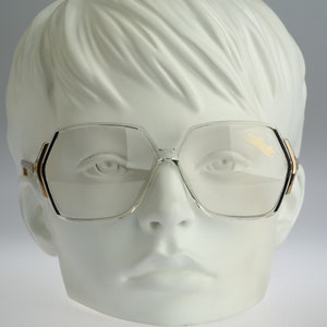 Silhouette M 1199 C 1276, Vintage 80s black and gold clear large oversized hexagon glasses frames womens NOS