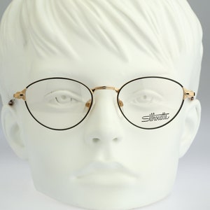 Silhouette M 6343 V 6051, Vintage 90s black & gold cat eye glasses frames womens NOS