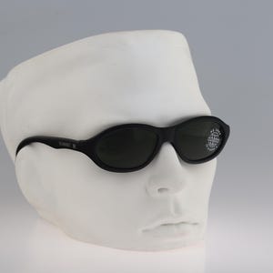 Vuarnet Pouillorux 038, Vintage 90s tempered glass lenses matt black wrap oval sunglasses mens & women NOS