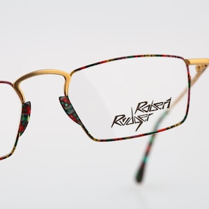 Robert Rudger 1030 145 39, Vintage 90s unique gold and colorful rectangle glasses frames mens & womens / NOS