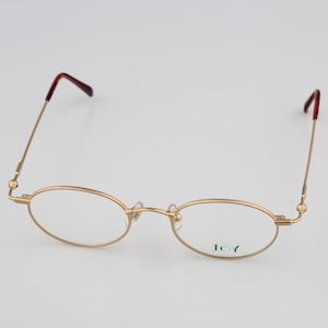Joy G 212, Vintage 90s gold small oval eyeglasses frames mens & womens NOS