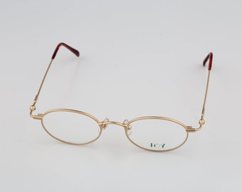 Joy G 212, Vintage 90s gold small oval eyeglasses frames mens & womens NOS