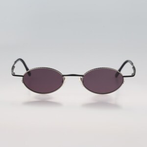 Robert Rudger 2170 010 P8, Vintage 90s gray and black steampunk small oval sunglasses mens & women, NOS