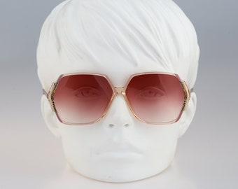 Silhouette M 1199 20 C 1957, Vintage 90s tinted pink lenses clear oversized hexagon sunglasses women, NOS