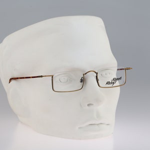 Robert Rudger 1280 123 36, Vintage 90s antique gold and tortoise half rim small rectangle eyeglasses frames mens & womens / NOS
