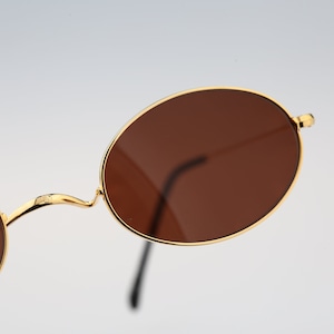 Alain Delon 3524A, Vintage 90s victorian gold small oval sunglasses mens & women / NOS