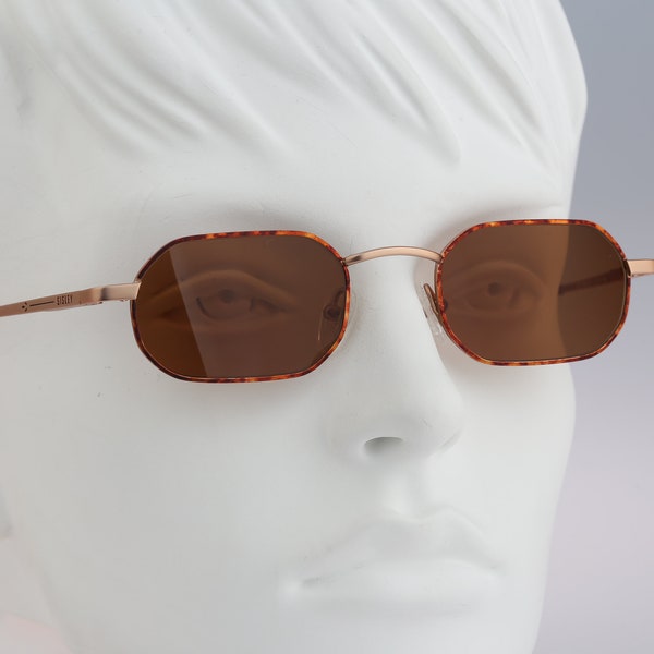 Sisley SLY 309 13S, vintage années 90 or et tortue petites lunettes de soleil hexagonales hommes et femmes, NOS