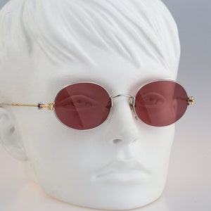 Shiseido 1001 2, Vintage 90 unique silver oval sunglasses women NOS