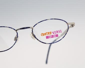 Contro Verse 4020 240 M6, Vintage 90s blue and silver small slim cat eye glasses frames womens NOS