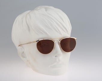 Yabi Spirit Morgan 809 F3GW, Vintage 80s silver and gold unique drop aviator sunglasses women NOS