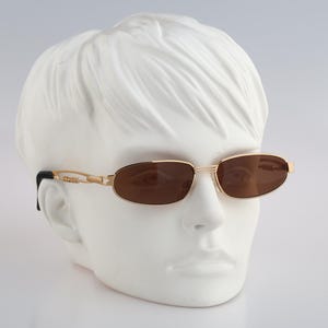 Charro CH 13 9, Vintage 90s gold steampunk rectangle sunglasses mens and women, NOS
