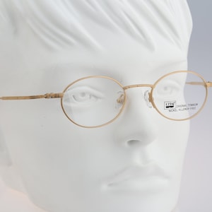 Chai 541 Col1 No 18 Titanium, Vintage 90s gold unique steampunk small oval eyeglasses frames mens & womens NOS