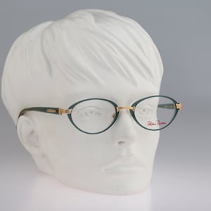 Paloma Picasso By Metzler 8225 292, Vintage 90s blue oval eyeglasses frames womens NOS