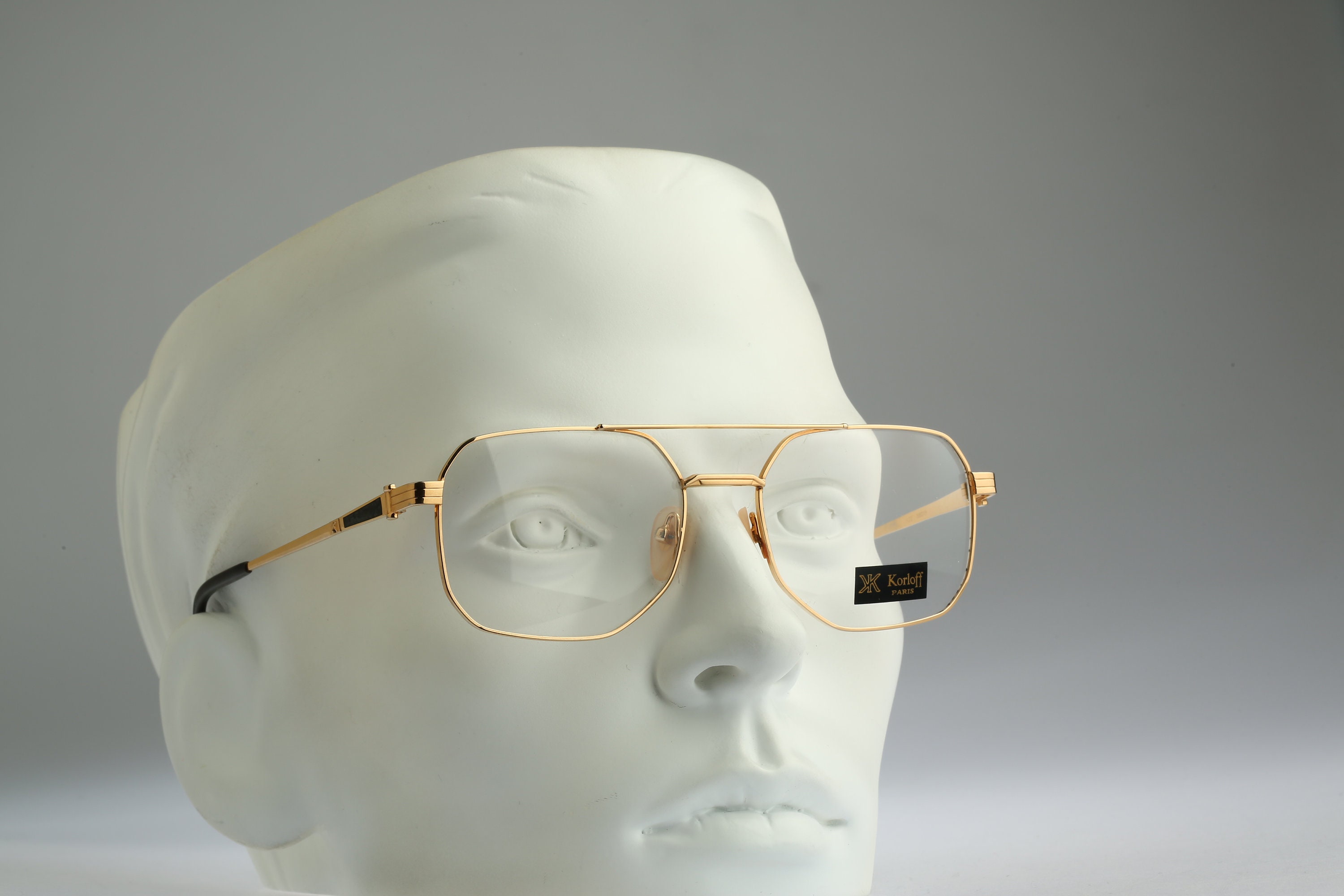 Korloff Paris K 22 C 04, Vintage 90s Oversized Gold Square Aviator