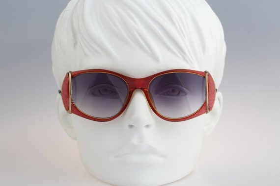 Paloma Picasso 3719 80, Vintage 80s Unique Clear Red & Gold