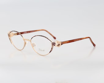 Diva 5079 72, Vintage 90s unique tortoise & gold small cat eye glasses frames womens NOS