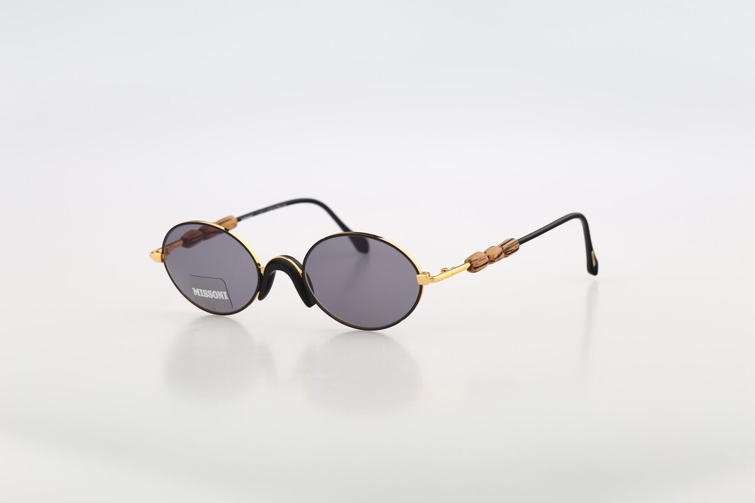Missoni 381 S GZ7, Vintage 90s Black and Gold Small Oval 