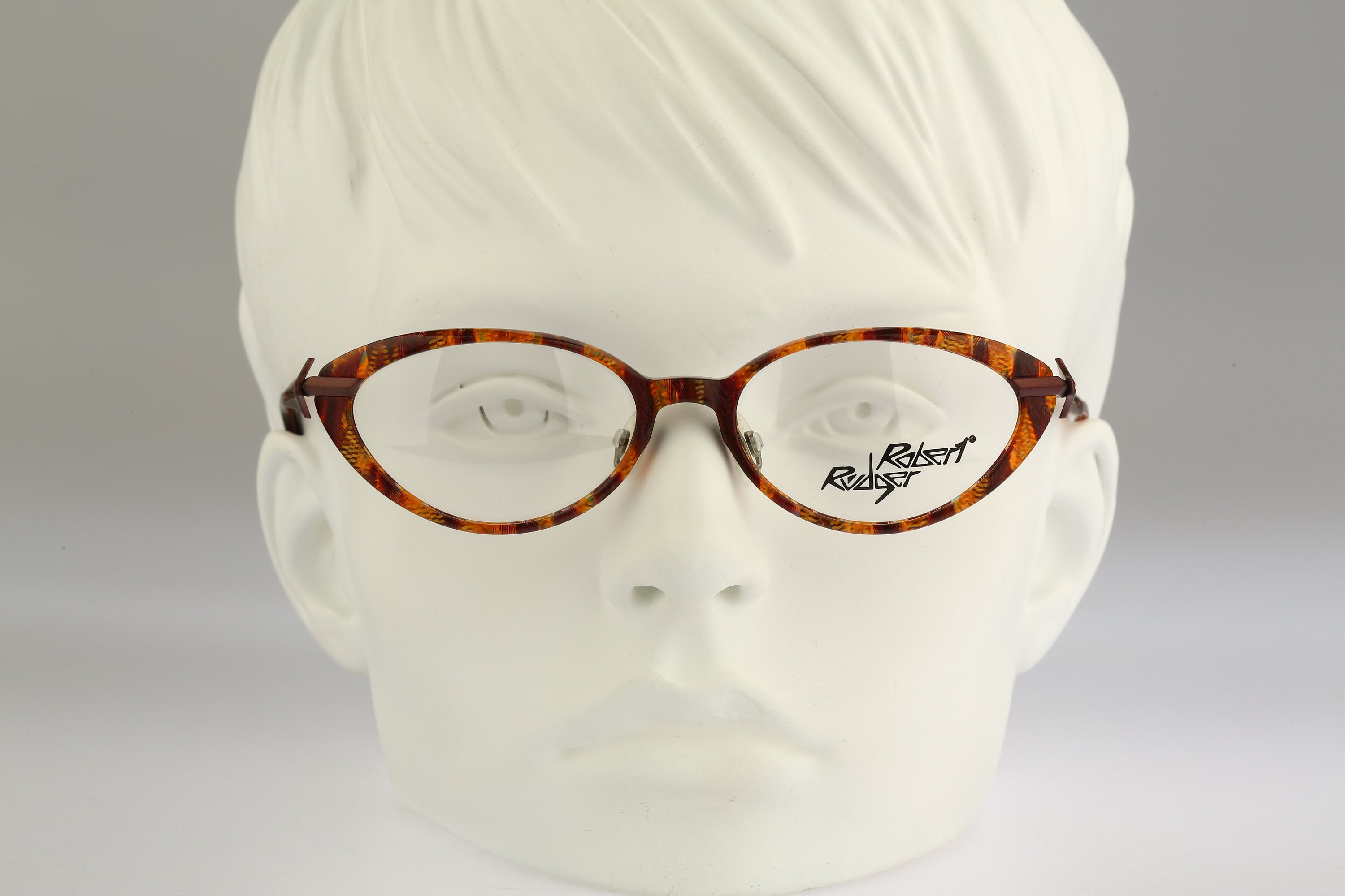 Robert Rudger 2220 263 P9, vintage jaren 90 unieke schildpad kleine slanke cat eye brilmonturen dames NOS