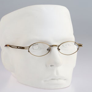 Henri Coombes HC 104 763, Vintage 90s antique gold unique steampunk small oval eyeglasses frames mens & womens NOS