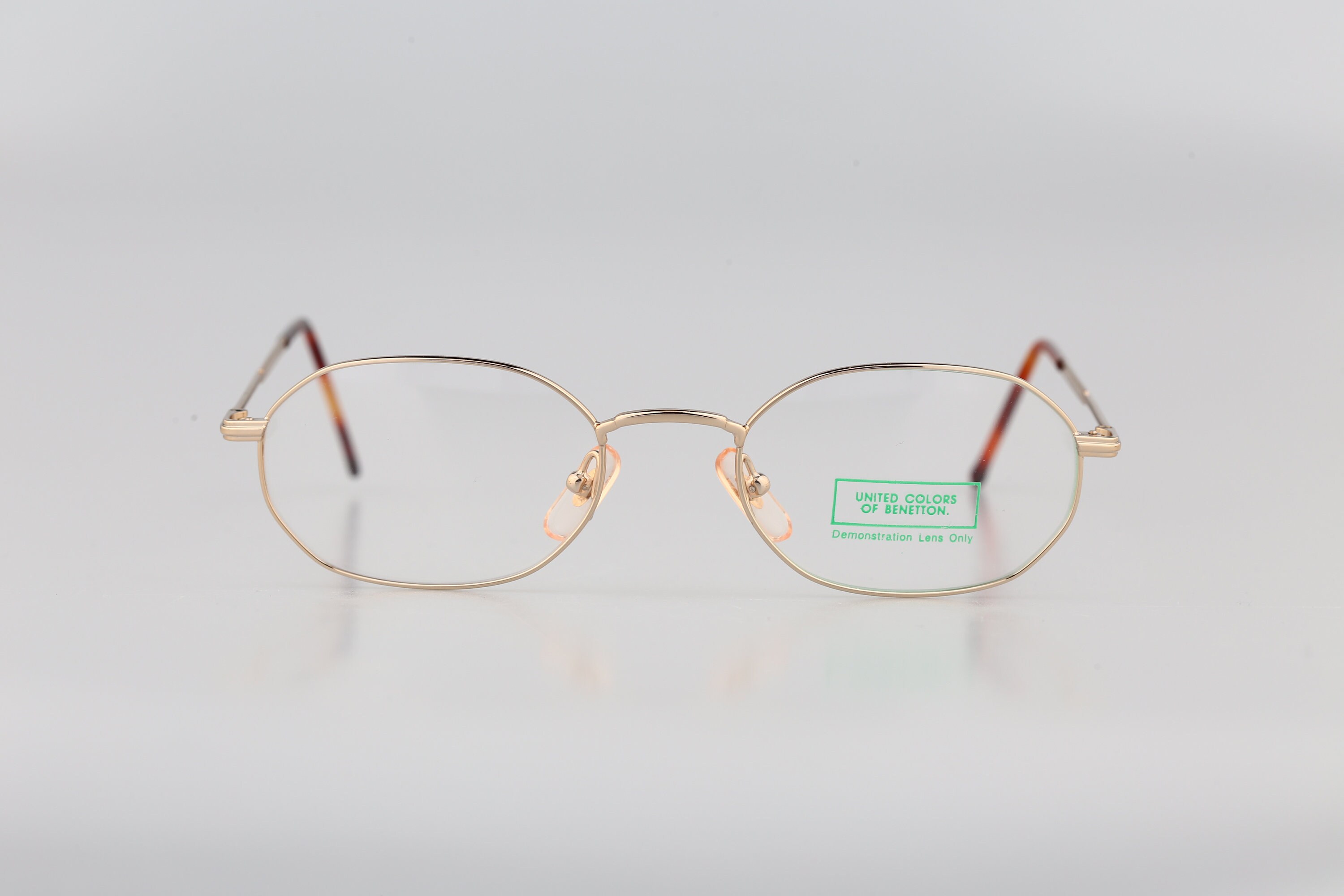 United Colors of Benetton A55 100, Vintage 90s Gold Small Hexagon